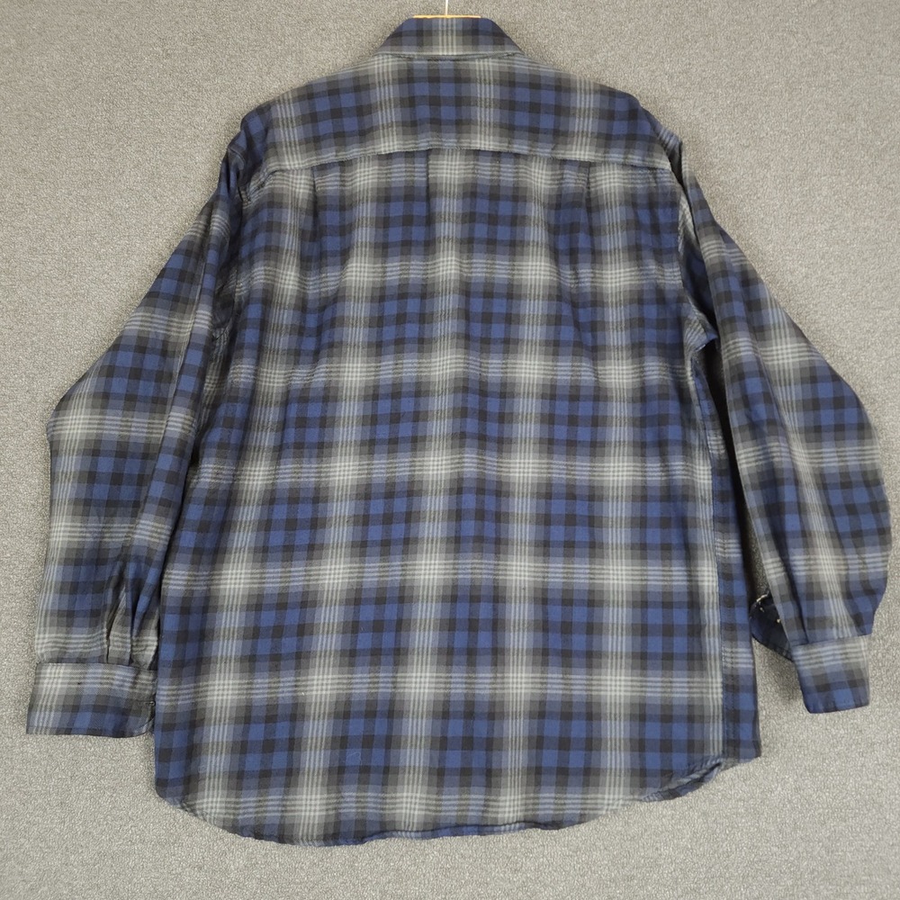 Pendleton Sir Pendleton Plaid‎ Button Down Shirt Men's Large Wool Blue Gray - Picture 6 of 10
